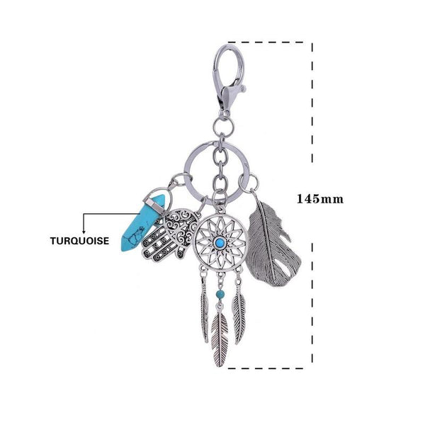 Natural Stone Dream Catcher Keychain