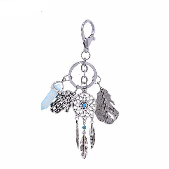 Natural Stone Dream Catcher Keychain