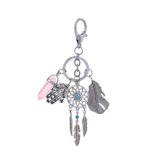 Natural Stone Dream Catcher Keychain