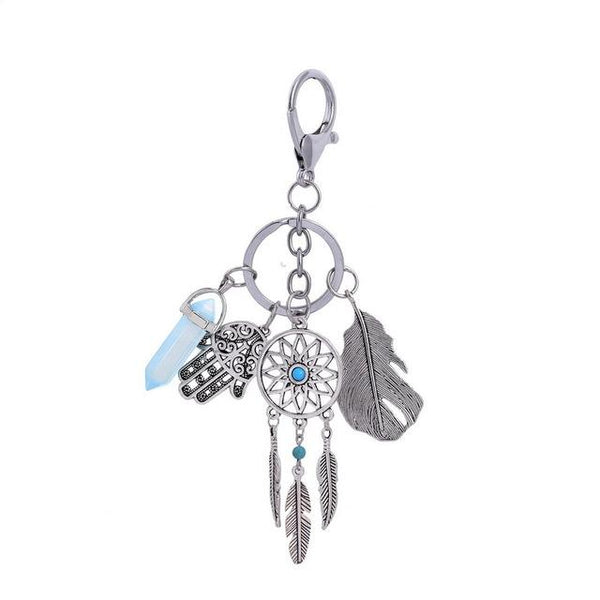 Natural Stone Dream Catcher Keychain