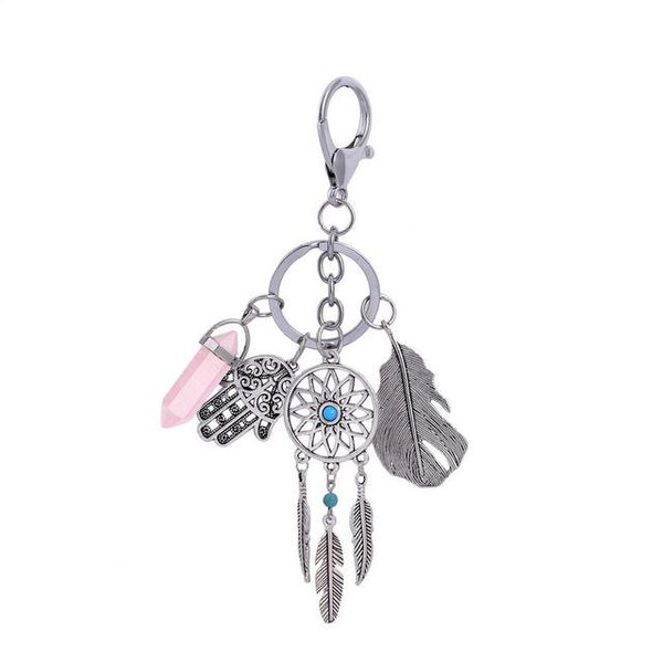 Natural Stone Dream Catcher Keychain